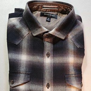 Banana Republic Black Plaid Flannel, Men Size M